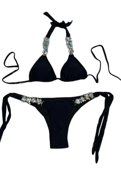 Women Fashion Sexy Rhinestone Strap Bikini Swimsuit Set