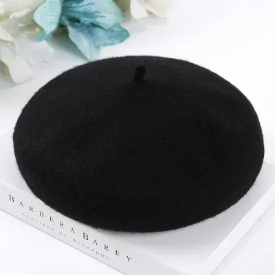 Women Fashion Solid Color Woolen Dome Beret