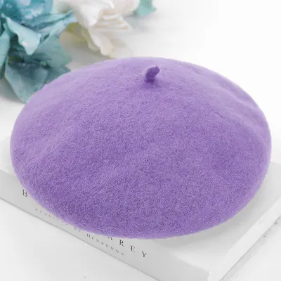 Women Fashion Solid Color Woolen Dome Beret