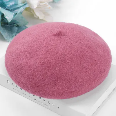 Women Fashion Solid Color Woolen Dome Beret