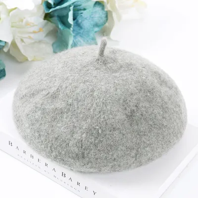 Women Fashion Solid Color Woolen Dome Beret