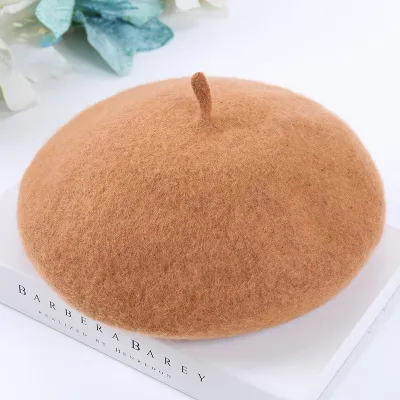 Women Fashion Solid Color Woolen Dome Beret