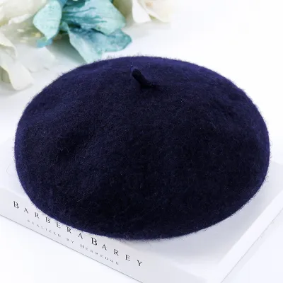 Women Fashion Solid Color Woolen Dome Beret