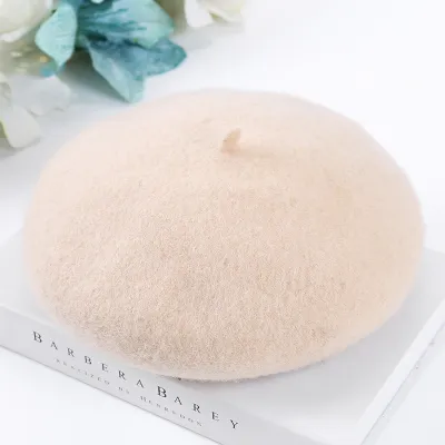 Women Fashion Solid Color Woolen Dome Beret