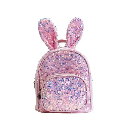 Kids Girls Fashion Casual Cute Cartoon Rabbit Sequins Backpacks Bag for Primary School