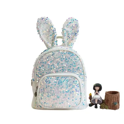 Kids Girls Fashion Casual Cute Cartoon Rabbit Sequins Backpacks Bag for Primary School
