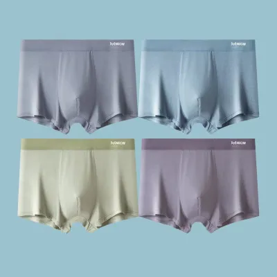 Men Basic Graphene Modal Plus Size Mid Waist Boxers