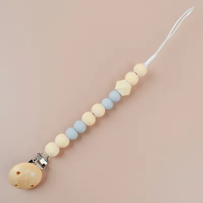 Baby Candy Color Anti-Drop Pacifier Chains for Boys Girls Kids Wooden Teether