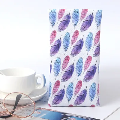 Leather Glasses Case Simple Fashion Leaves Printed Sunglasses Storage Bag
