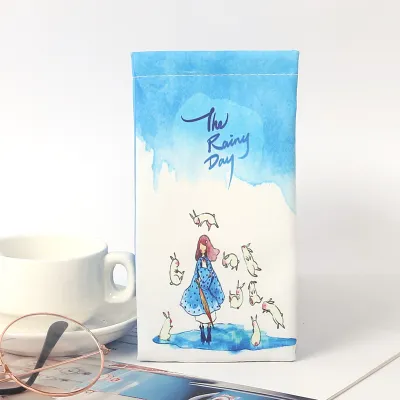 Leather Glasses Case Simple Fashion Leaves Printed Sunglasses Storage Bag