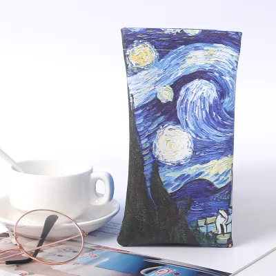 Leather Glasses Case Simple Fashion Leaves Printed Sunglasses Storage Bag