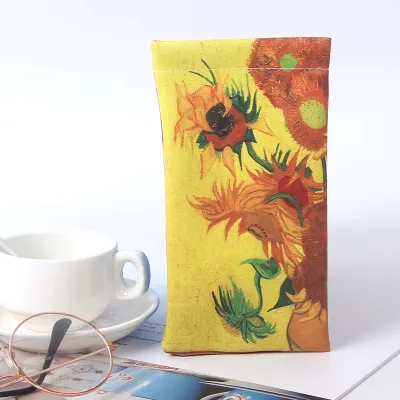 Leather Glasses Case Simple Fashion Leaves Printed Sunglasses Storage Bag