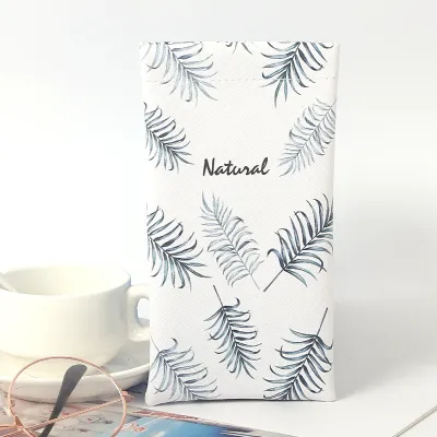 Leather Glasses Case Simple Fashion Leaves Printed Sunglasses Storage Bag