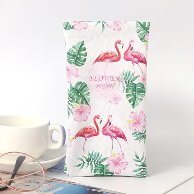 Leather Glasses Case Simple Fashion Leaves Printed Sunglasses Storage Bag