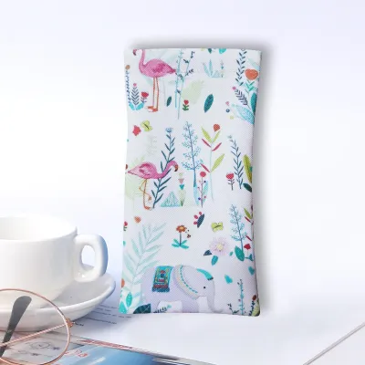 Leather Glasses Case Simple Fashion Leaves Printed Sunglasses Storage Bag