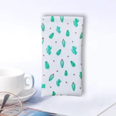 Leather Glasses Case Simple Fashion Leaves Printed Sunglasses Storage Bag