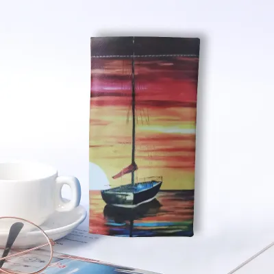 Leather Glasses Case Simple Fashion Leaves Printed Sunglasses Storage Bag