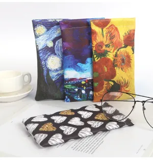 Leather Glasses Case Simple Fashion Leaves Printed Sunglasses Storage Bag