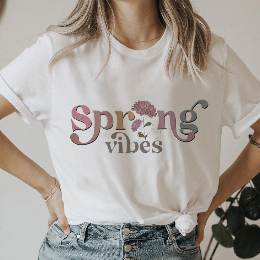 Wholesale Women Fun Smiley Face Letter Print Round Neck