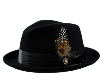 Wool Little Hat Bow Feather Men Jazz Fedora Winter Fedora