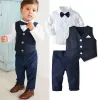 White Shirt Bow-Tie Vest Pants