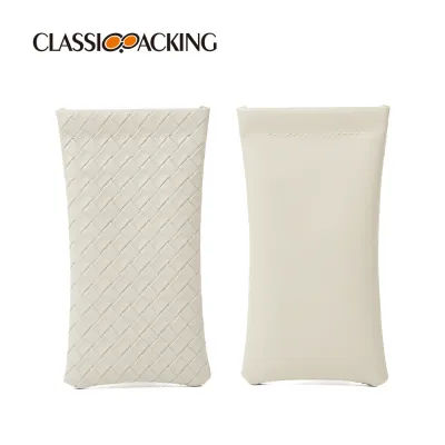 Simple Fashion Solid Color Woven PVC Leather Glasses Storage Bag Case 18*9.5Cm