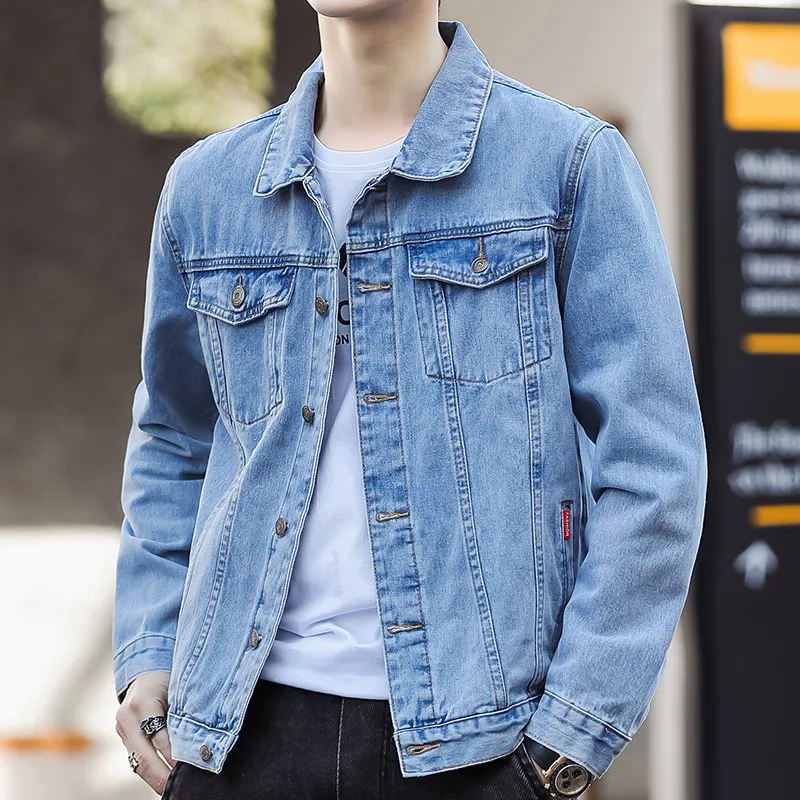 Men Plus Size Long Sleeve Lapel Denim Cargo Coat Solid Color Office Style