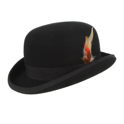 Men's British Style Wool Fedora Hat with Feather Decoration Dome Top Jazz Hat