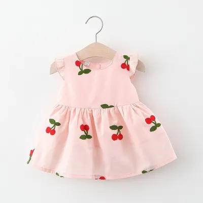 Kids Baby Girls Casual Cute Sweet Fruit Pattern Sleeveless Princess Round Neck Cotton Dress