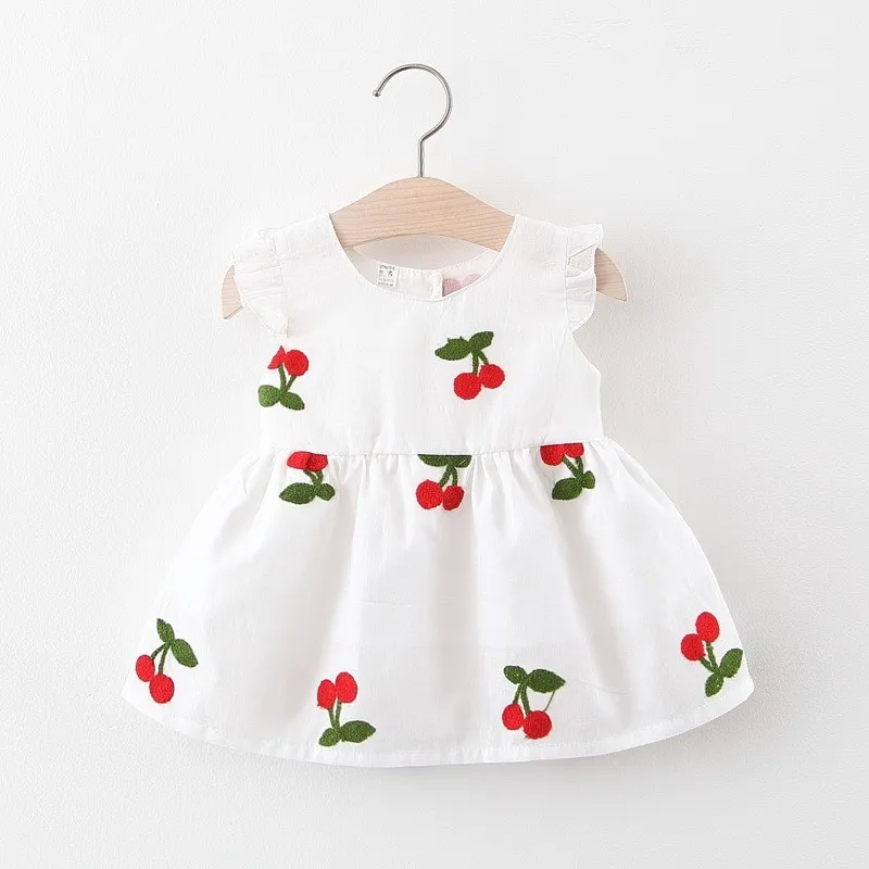 Kids Baby Girls Casual Cute Sweet Fruit Pattern Sleeveless Princess Round Neck Cotton Dress