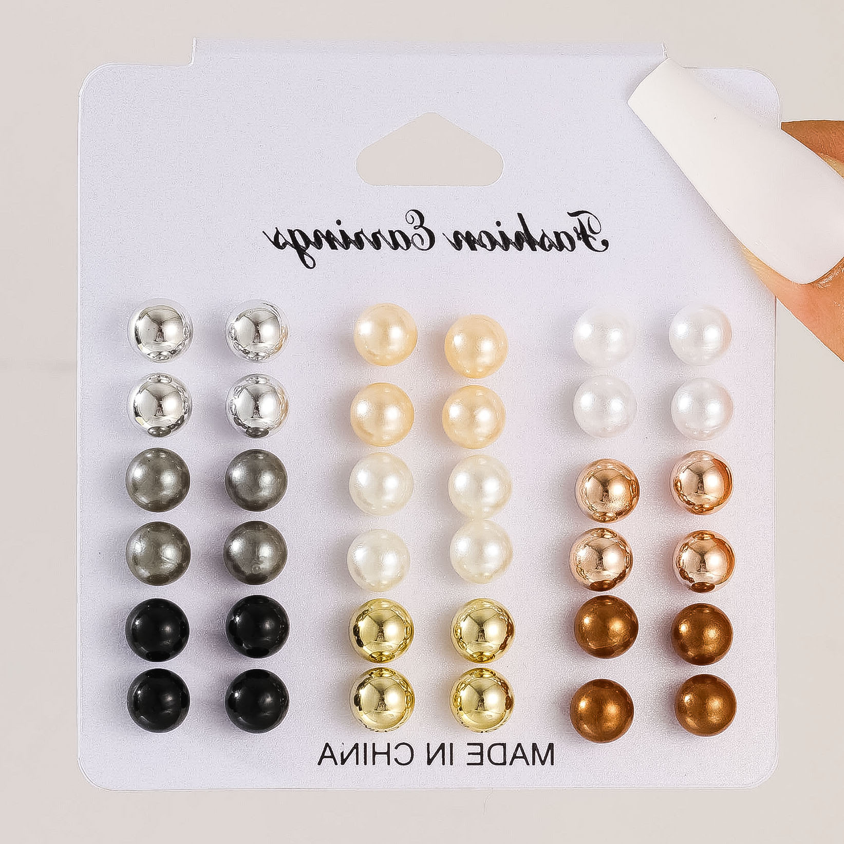 Wholesale Women Fashion Exaggerated Multi-Layer Pearl Earrings Chain Set