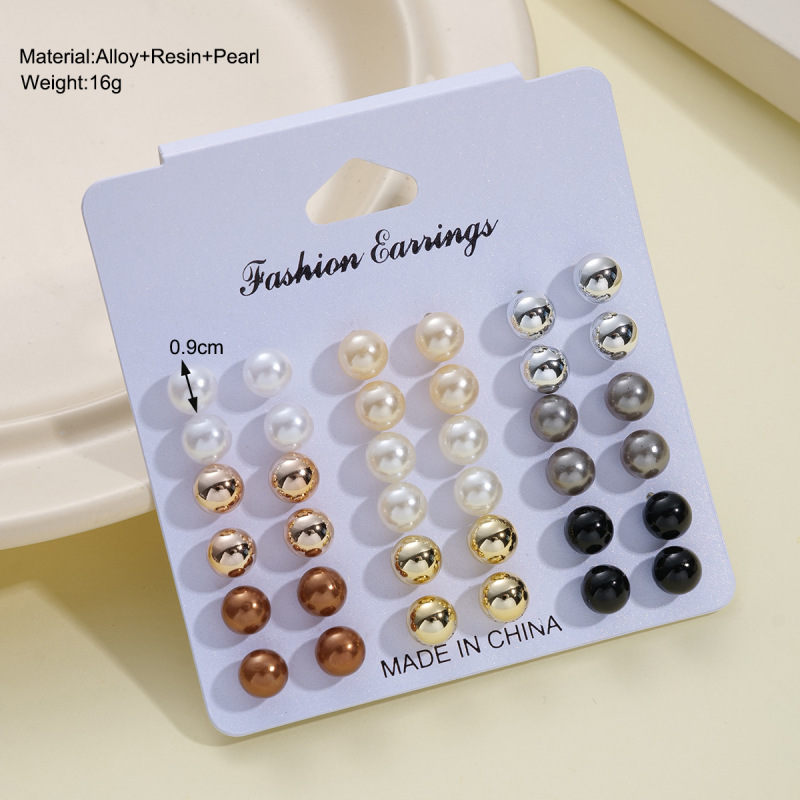 Wholesale Women Fashion Geometric Pearl Stud Earrings