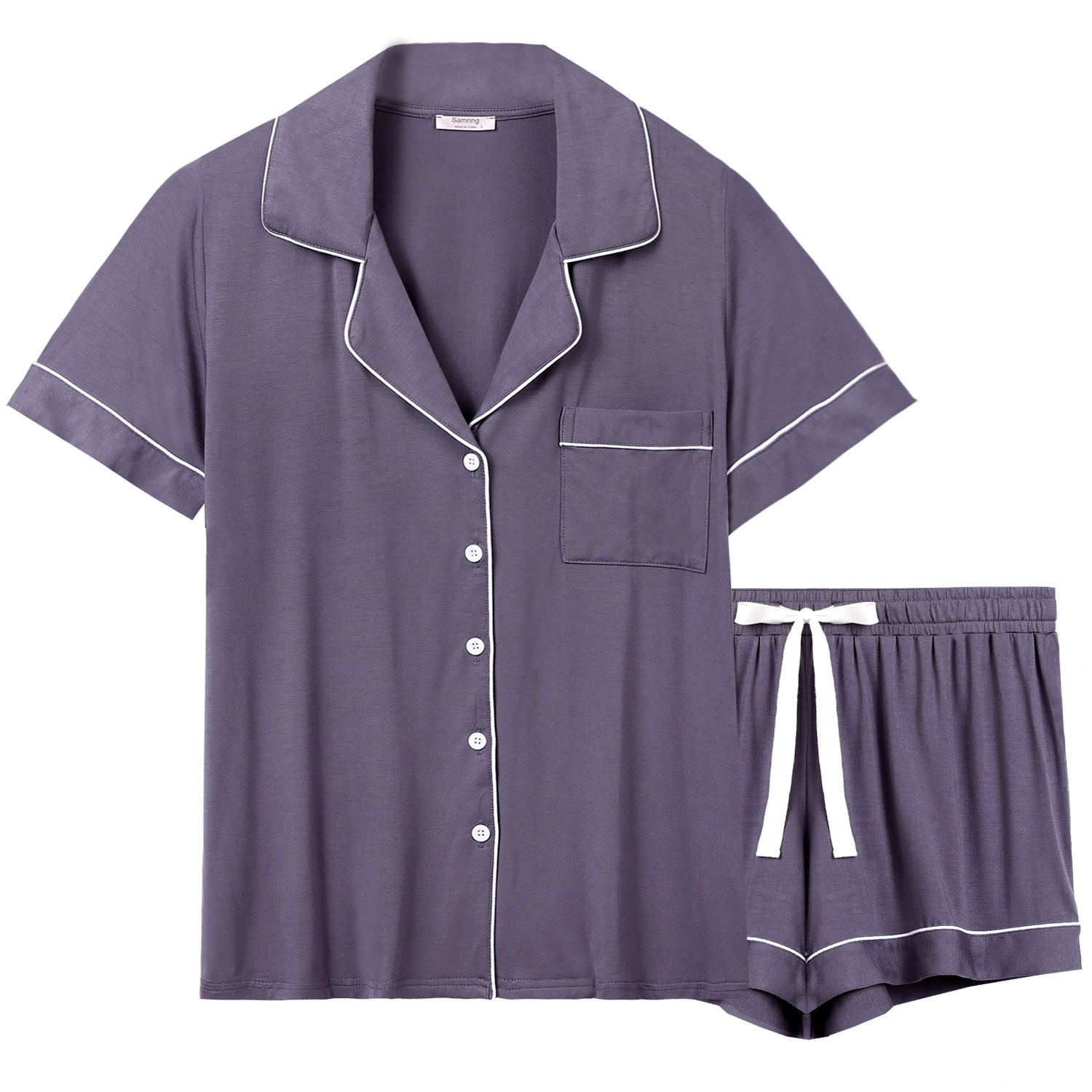 Women's Short Sleeve Top and Shorts Pajama Set - Colsie™ Purple 2X