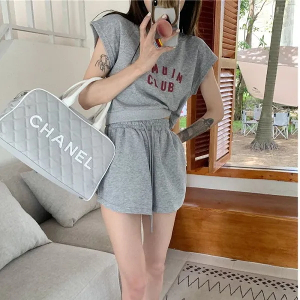 Casual Women Summer Short-Sleeved T-Shirt Sportswear Shorts Two-Piece Set