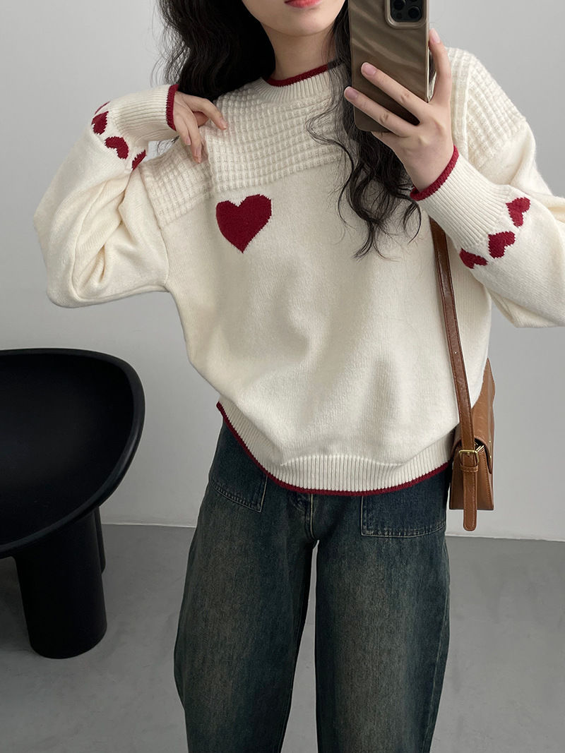 【DISCERNMENT】Heart twisted knitwear Amazon.com: Verdusa Girl's Cute Heart Knitted Sweaters Open