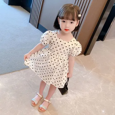 Kids Toddler Big Girls Pastoral Tiny Floral Print Cotton Casual Short Sleeve U Neck Dress