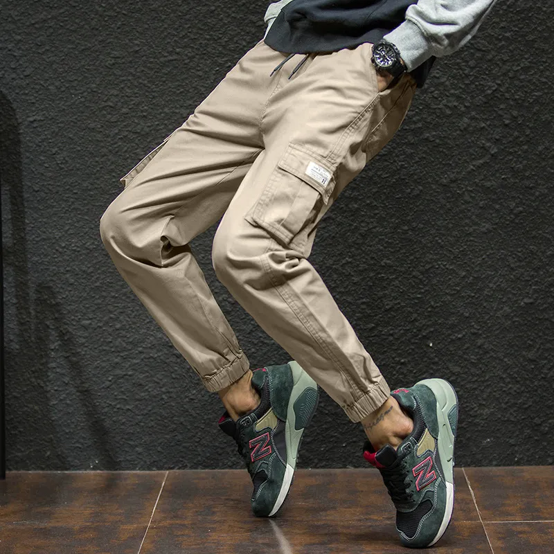 Wholesale Men Spring Autumn Fashion Casual Sports Versatile Plus Size Solid  Color Cargo Jogger Pants