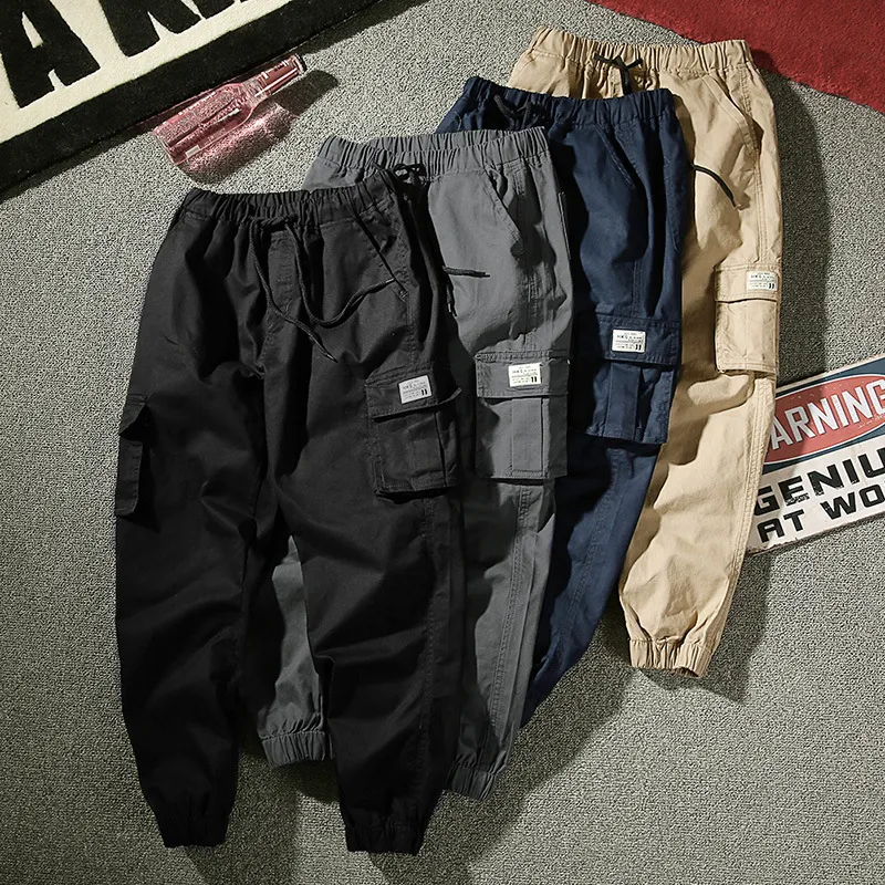 Men Spring Autumn Fashion Casual Sports Versatile Plus Size Solid Color Cargo Jogger Pants