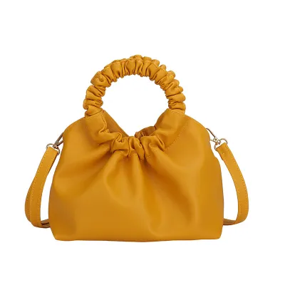 Women's Simple Solid Color PU Shoulder Bag Soft Small Handbag