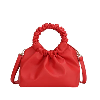 Women's Simple Solid Color PU Shoulder Bag Soft Small Handbag