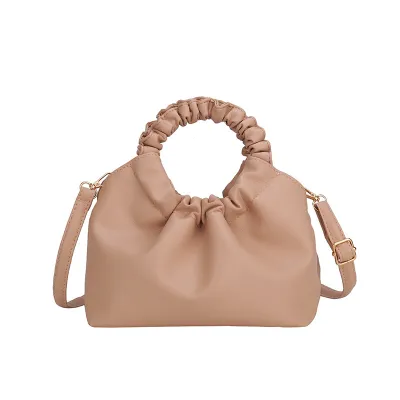 Women's Simple Solid Color PU Shoulder Bag Soft Small Handbag