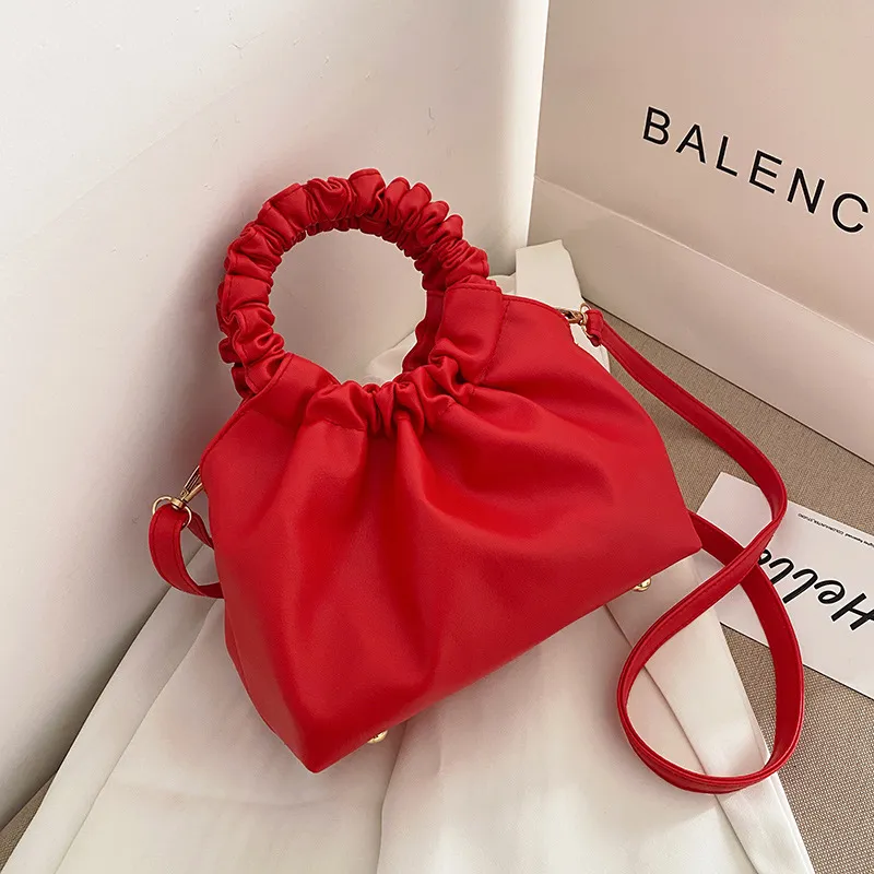 Women's Simple Solid Color PU Shoulder Bag Soft Small Handbag