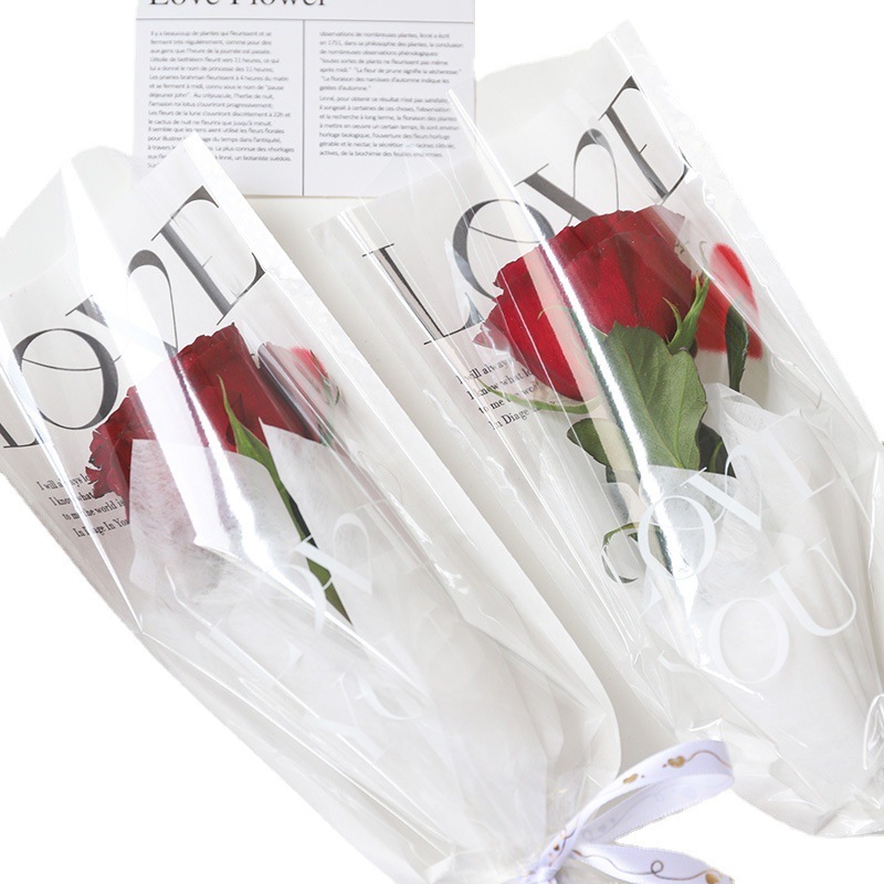 Wholesale Valentine Day Single Rose Flower Bouquet Packaging