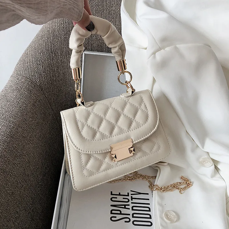 Women's Fashion Solid Color Rhomboid Flap Chain Crossbody Bag