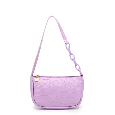 Women's PU Crocodile Pattern Chain Zipper Shoulder Underarm Bag