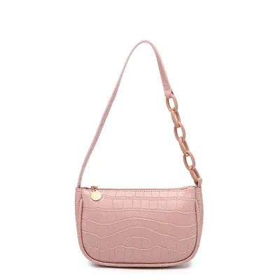 Women's PU Crocodile Pattern Chain Zipper Shoulder Underarm Bag