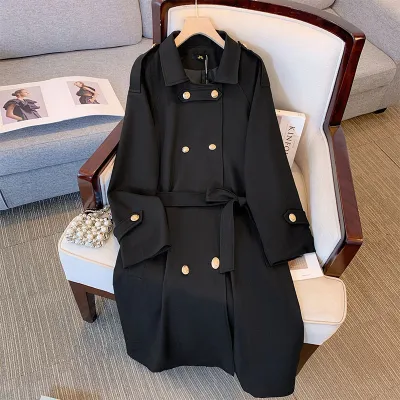 Women Casual Loose Double-Breasted Long-Sleeved Coat Plus Size Jacket