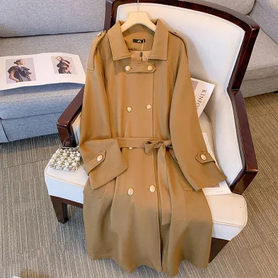 Women Casual Loose Double-Breasted Long-Sleeved Coat Plus Size Jacket
