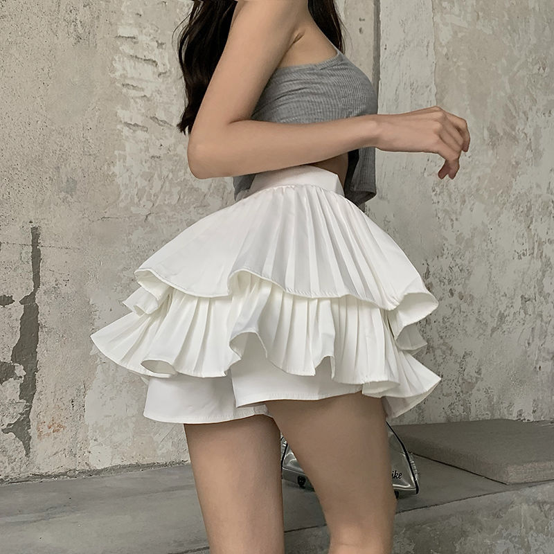 スカート HELPHELP Double Layer Bow Puffy Cake Skirt Mini Skirts Women Bow High Waist Soft Sweet All-match