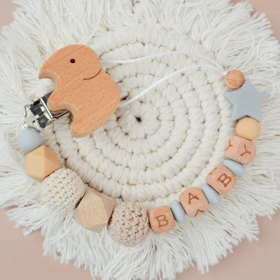 Baby Silicone Beech Anti-Drop Pacifier Chain Cartoon Tooth Gum Clip